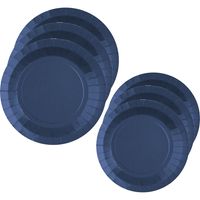 Feest/verjaardag bordjes set - 20x stuks - kobalt blauw - 17 cm en 22 cm