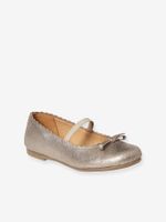 Leren meisjesballerina's metallic beige