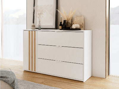 Commode FLORACE 1 deur 3 lades wit/artisan eik