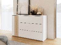 Commode FLORACE 1 deur 3 lades wit/artisan eik