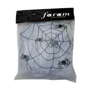 Faram Decoratie spinnenweb/spinrag met spinnen - 50 gram - wit - Halloween/horror versiering   -