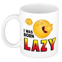 I was born lazy collega mok / beker wit 300 ml    -