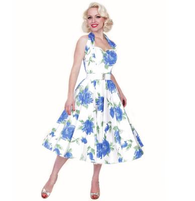 Vivien Of Holloway Halterneck Victory Rose Dress Blue-XS | 50% korting Vivien Of Holloway Halterneck Victory Rose Dress Blue-XS | 50% korting