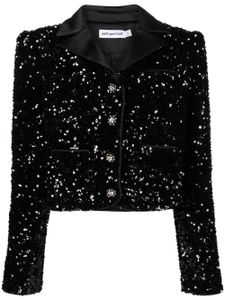 Self-Portrait blazer crop brodé de sequins - Noir