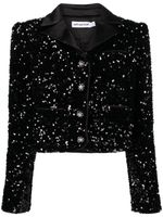 Self-Portrait blazer crop brodé de sequins - Noir