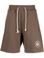 izzue short de sport en coton à logo brodé - Marron