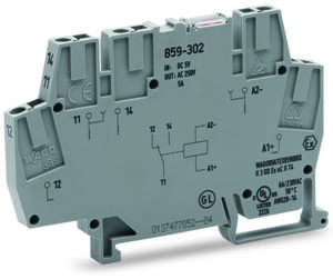 WAGO 859-304 Relaisklem Nominale spanning: 24 V/DC Schakelstroom (max.): 5 A 1x wisselcontact 25 stuk(s)