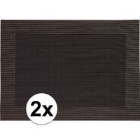 2x Placemats donkerbruin geweven/gevlochten met rand 45 x 30 cm