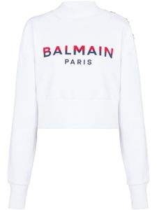 Balmain sweat en coton 3-Buttons à logo imprimé - Blanc