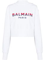 Balmain sweat en coton 3-Buttons à logo imprimé - Blanc