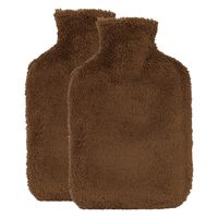 Warmwaterkruik - 2x - met extra zachte hoes - chocolade bruin - 1,75L - kruik