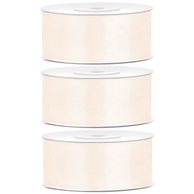3x Hobby/decoratie off white satijnen sierlinten 2,5 cm/25 mm x 25 meter