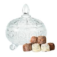 Excellent Houseware Bonbonniere met deksel - transparant deco glas - 12 x 13 cm - snoeppot