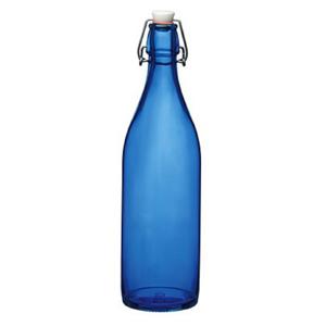 Bormioli rocco waterfles met beugeldop - blauw transparant - 1000 ml - Giara home deco fles