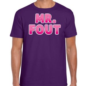 Verkleed t-shirt voor heren - Mr. Fout - paars/roze - carnaval