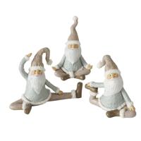 Boltze Home Beeld Paulito- Yoga Kerstman- 12x5x11cm- Polyresin- Beige/grijs/wit - thumbnail