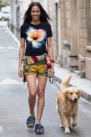 T-shirt met grote bloem - BLUE - S