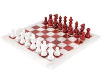 Rood en Wit Alabaster Schaakset 37 cm