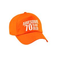 Awesome 70 year old verjaardag pet / cap oranje voor dames en heren - thumbnail