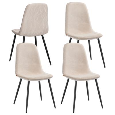 Eetkamerstoelen met chenille bekleding, Crèmewit / 4er Set