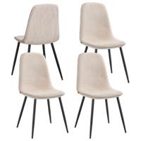 Eetkamerstoelen met chenille bekleding, Crèmewit / 4er Set