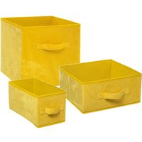 Set van 3x stuks opbergmanden/kastmanden 7/14/29 liter geel van polyester 31 cm - Opbergkisten - thumbnail