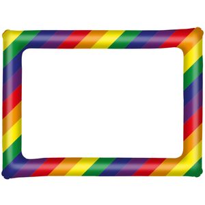 Foto prop opblaasbare fotolijst 60 x 80 cm regenboog kleuren   -