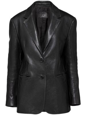 Prada veste en cuir à simple boutonnage - Noir