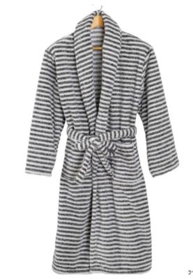 Grijze badjas fleece strepen - unisex - 3 kleuren-l/xl-Grijs/wit streep