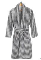 Grijze badjas fleece strepen - unisex - 3 kleuren-l/xl-Grijs/wit streep