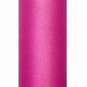 Glitter tule stof - fuchsia roze - 15 x 900 cm - hobbyartikelen/knutselspullen - gaatjesstof