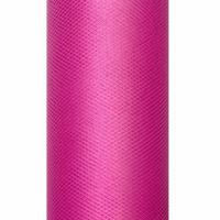 Glitter tule stof - fuchsia roze - 15 x 900 cm - hobbyartikelen/knutselspullen - gaatjesstof