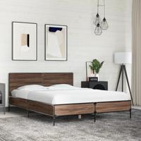 Bedframe bewerkt hout metaal bruin eikenkleur 140x200 cm