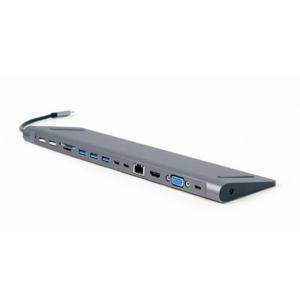 Gembird A-CM-COMBO9-01 USB-C (USB 3.2 Gen 2) multiport hub Grijs