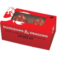 Heavy Metal Red and White D20 Dice Set for Dungeons & Dragons Dobbelstenen