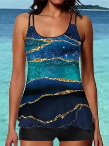 Floral Scoop Neck Printing Vacation Tankini