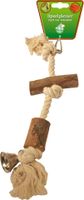 Houten vogelspeelgoed touw met 2x klos en bel 35 cm - Gebr. de Boon