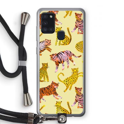Cute Tigers and Leopards: Samsung Galaxy A21s Transparant Hoesje met koord