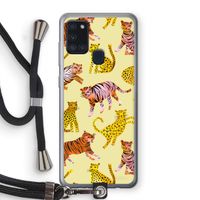 Cute Tigers and Leopards: Samsung Galaxy A21s Transparant Hoesje met koord
