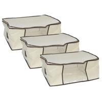 Gerimport Opbergtas/beschermhoes beddengoed/kleding - 3x - beige - 45 x 45 x 20 cm