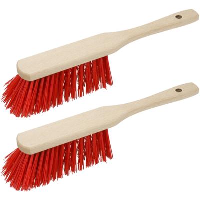 Houten harde stoffer/handveger - 2x - rood - 30 cm - voor buiten