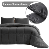 Zavelo Easy All-in-one Dekbed zonder Overtrek Velvet Antraciet - Met Kussenslopen-Lits-Jumeaux (240x200 cm)