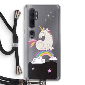 Regenboog eenhoorn: Xiaomi Mi Note 10 Transparant Hoesje met koord