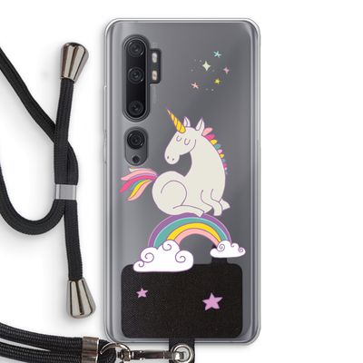 Regenboog eenhoorn: Xiaomi Mi Note 10 Transparant Hoesje met koord