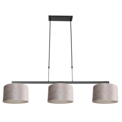 Steinhauer Zwarte hanglampStang met taupe velours kappen - 3459ZW
