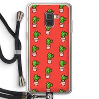 Mini cactus: Samsung Galaxy A8 (2018) Transparant Hoesje met koord