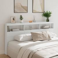 Hoofdbordkast met LED-verlichting 200x17x102 cm wit