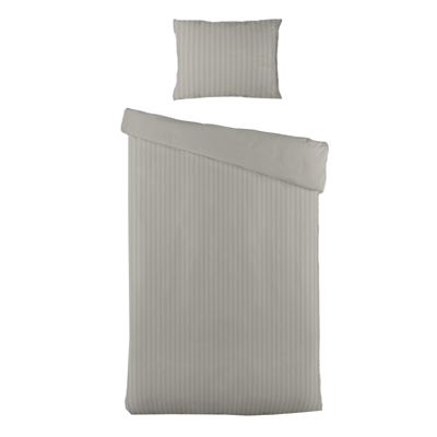 Dekbedovertrek Katoen-Satijn - Satijnstreep - Grijs - Eenpersoons (140x200 Cm) - Grijs Katoen-satijn Katoen - Strepen & Hotel Luxe - Presence - Dekbed-Discounter.nl