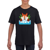 T-shirt zwart voor kinderen met Foxy de vos - thumbnail
