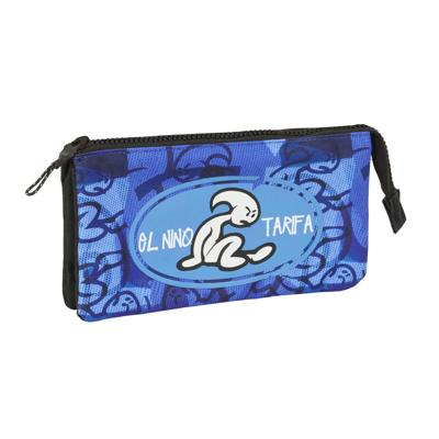 Pennenetui met 3 vakken El Niño Roller Blauw Zwart 22 x 12 x 3 cm